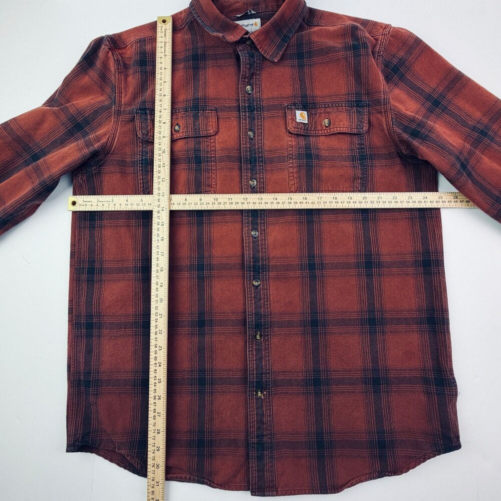 Carhartt Rust Plaid Heavyweight Flannel Shirt Large Tall - Picture 8 of 10